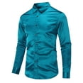 thumbnail image 3 of Men's Slim-Fit Long-Sleeve Solid Satin Silk Like Dance Prom Dress Shirt Tops, 3 of 5