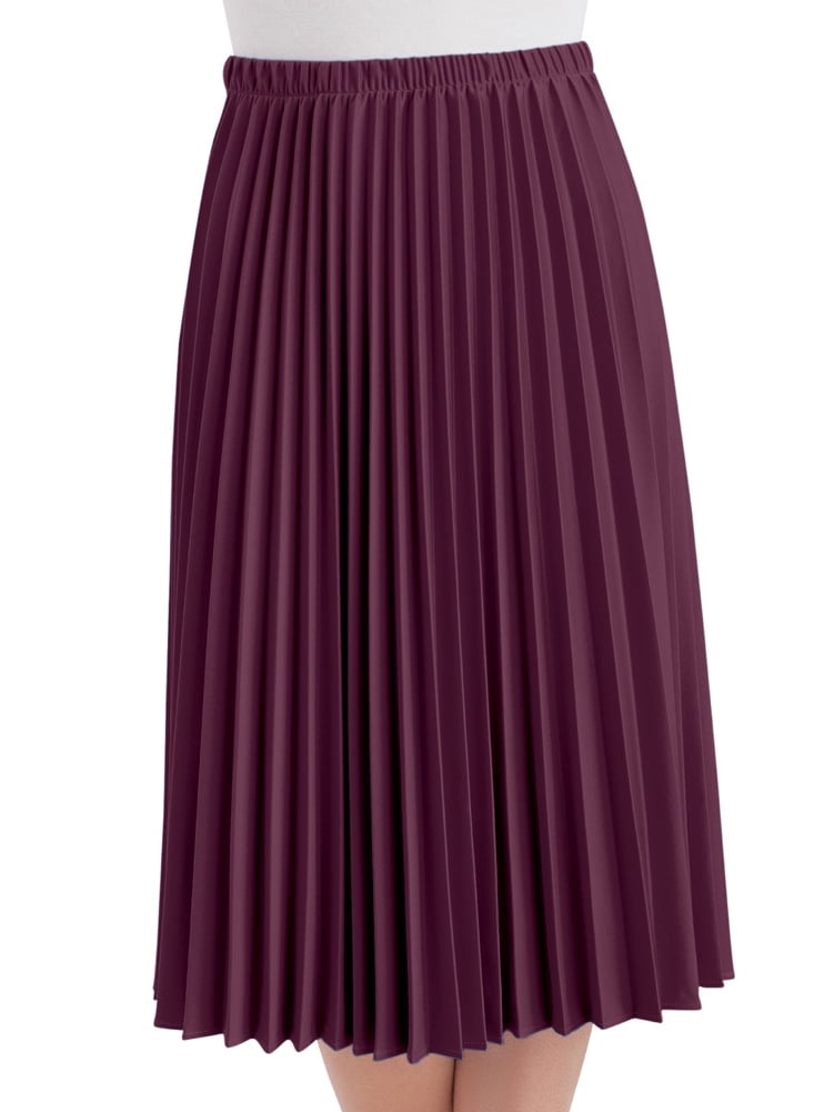Collections Etc. - Classic Pleated Mid-Length Jersey Knit Midi Skirt ...
