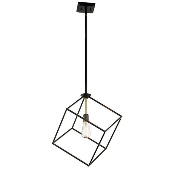 1 Light Contemporary Geometric Cube Pendant Light Fixture-Olde Bronze Finish Bailey Street Home 147-Bel-1759970