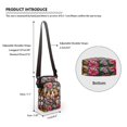 thumbnail image 6 of HELLHERO Guinea Pig Floral Pattern Small Crossbody Purse for Unisex 2 Zippers Women Crossbody Bag Polyester Adjustable Shoulder Strap, 6 of 7