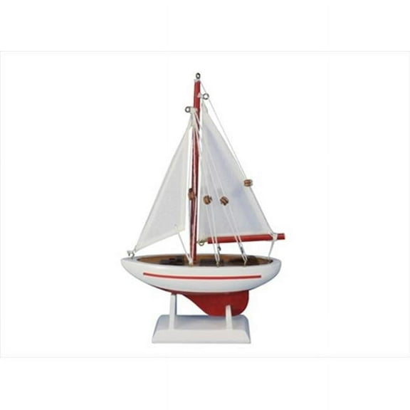 Handcrafted Model Ships Sailboat9-104 Pacific Sailor Red 9 in. Model Ship Decorative Accent