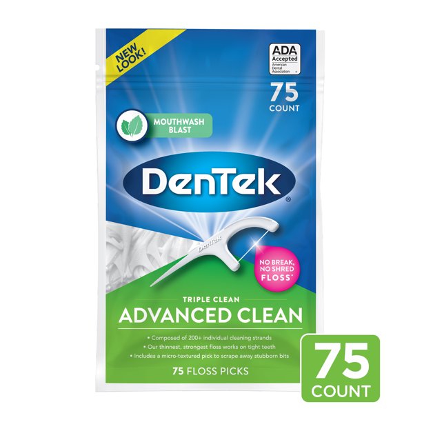 DenTek Triple Clean Advanced Clean Floss Picks, No Break & No Shred