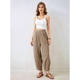 thumbnail image 6 of Womens Baggy Wide Leg Pants Casual Elastic Waisted Palazzo Harem Pants with Pockets Khaki XXL, 6 of 10