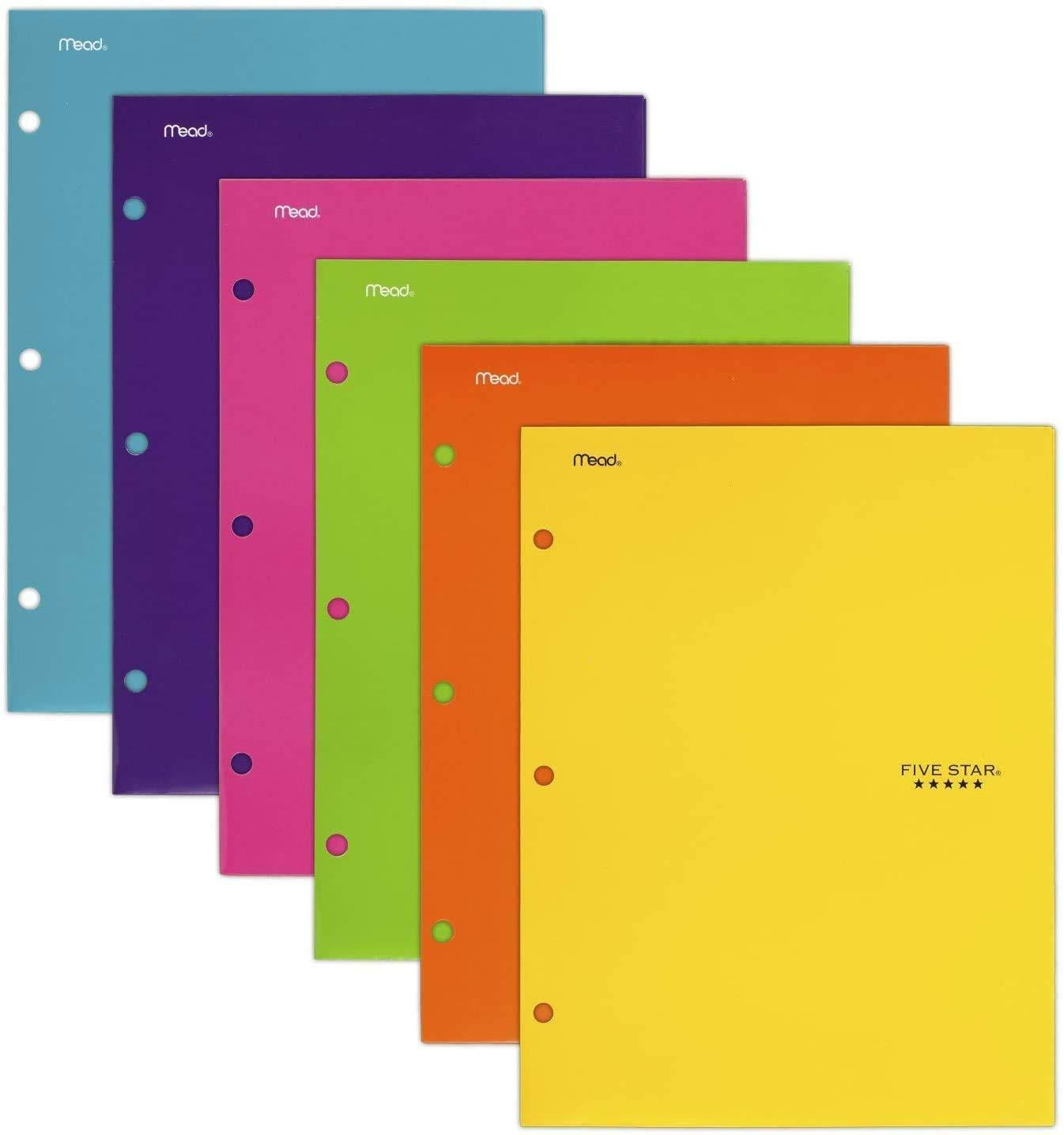 Five Star 4 Pocket Folders, Assorted Colors, (38056) Pack of 6