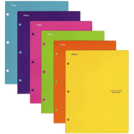 Five Star 4 Pocket Folders, Assorted Colors, (38056) Pack of 6