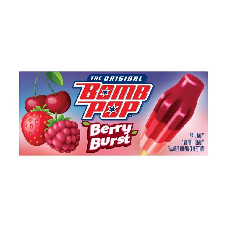 Bomb Pop Berry Burst Freeze Ice Pop, Frozen Freezer Dessert, 12