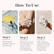 SPONGELLÉ Flower Shower Body Wash Infused Buffer Soap Sponge Body Scrubber, Coconut Verbena, 3 oz