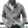 thumbnail image 2 of VNKIDY Men's Sweater Coat Fall Winter Oversized Solid Color Cable Knit Cardigan Long Sleeve Shawl Collar Buttons Down Thermal Jacket For Cold Weather Daily Wear Holiday Knitwear, 2 of 5