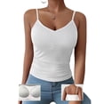 thumbnail image 3 of Bixock Women Built-in Bra Tank Tops Wirefree Solid Color V Neck Cami Top Sleeveless T Shirts Bras With Padded Cups Casual Daily Wear Bras, 3 of 7