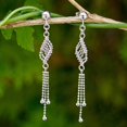 thumbnail image 3 of NOVICA Artisan Handmade Sterling Silver Waterfall Earrings Ball Chain Dangle Thailand [1.9 in L x 0.3 in W] Silver Flume, 3 of 6