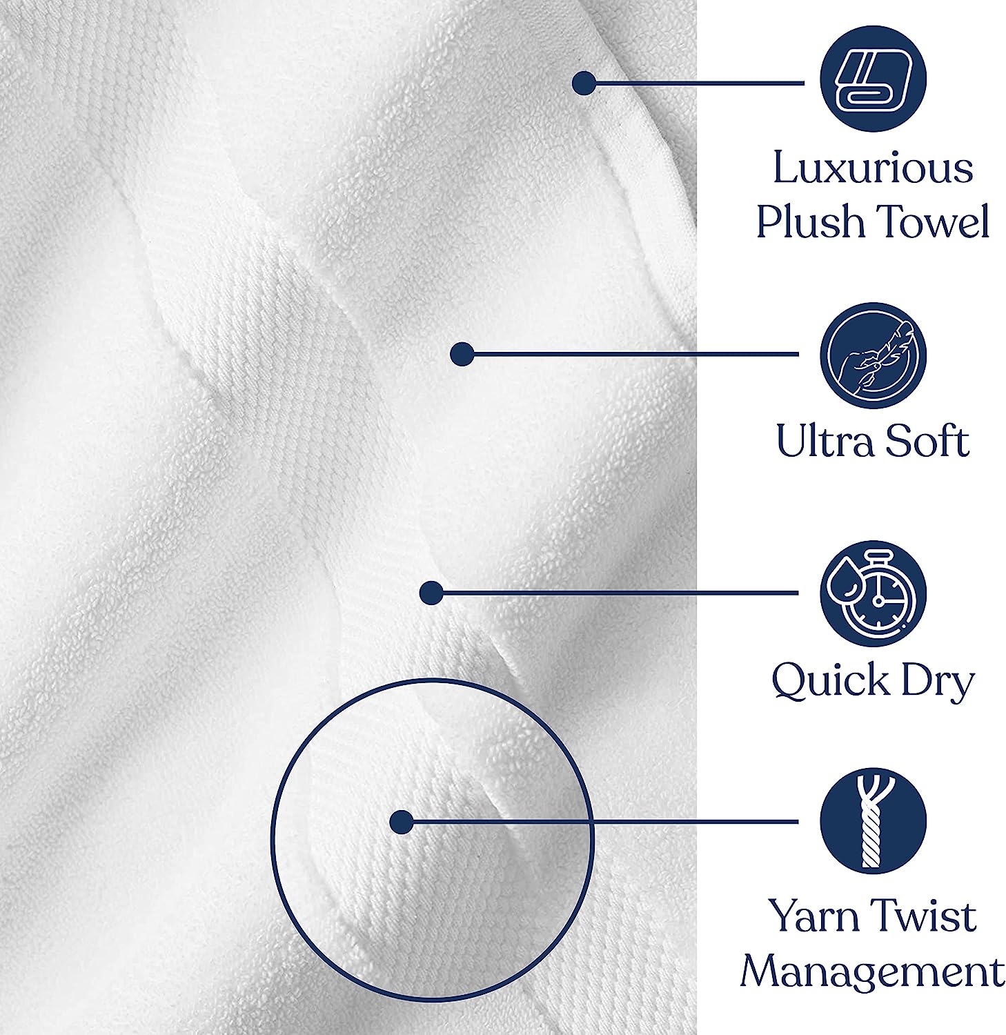 Delara 10-Piece Organic Cotton Towel Set, 650 GSM Luxury Plush, Quick Dry & Ultra-Absorbent, GOTS & OEKO-TEX Certified, White