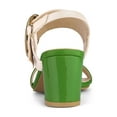 thumbnail image 2 of BLISSFUL STEP Slingback Sandals Contrast Color Chunky Heel Big Circle Buckle Sandals Green Beige 8, 2 of 8