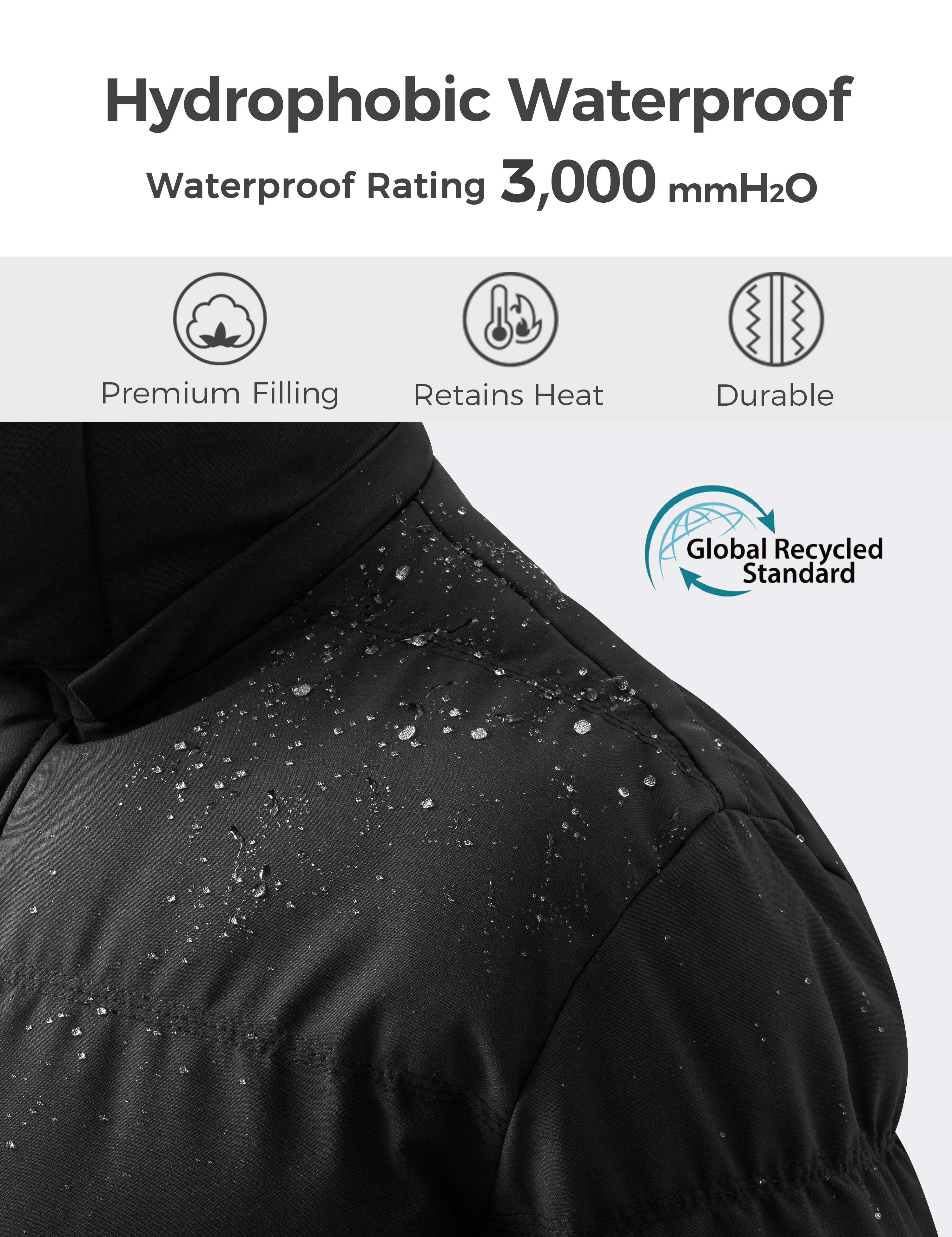 Wantdo Men's Heavyweight Puffer Jacket, Black photo 5
