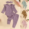 thumbnail image 2 of UAYOTSE Baby Girl Fall Clothes Set Floral Print Long Sleeve Romper Pants Set Cute Outfit(Purple&16,6-9 Months), 2 of 6