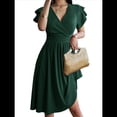 thumbnail image 2 of Summer Midi Dress 2025 Spring V Neck Cocktail Wedding Guest A Line Fit and Flared Dresses Green L, 2 of 7