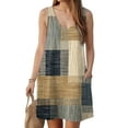thumbnail image 4 of vigerkar Womens Summer Dresses 2025 Loose V Neck Sleeveless Sundresses with Pockets Khaki, 3XL, 4 of 7