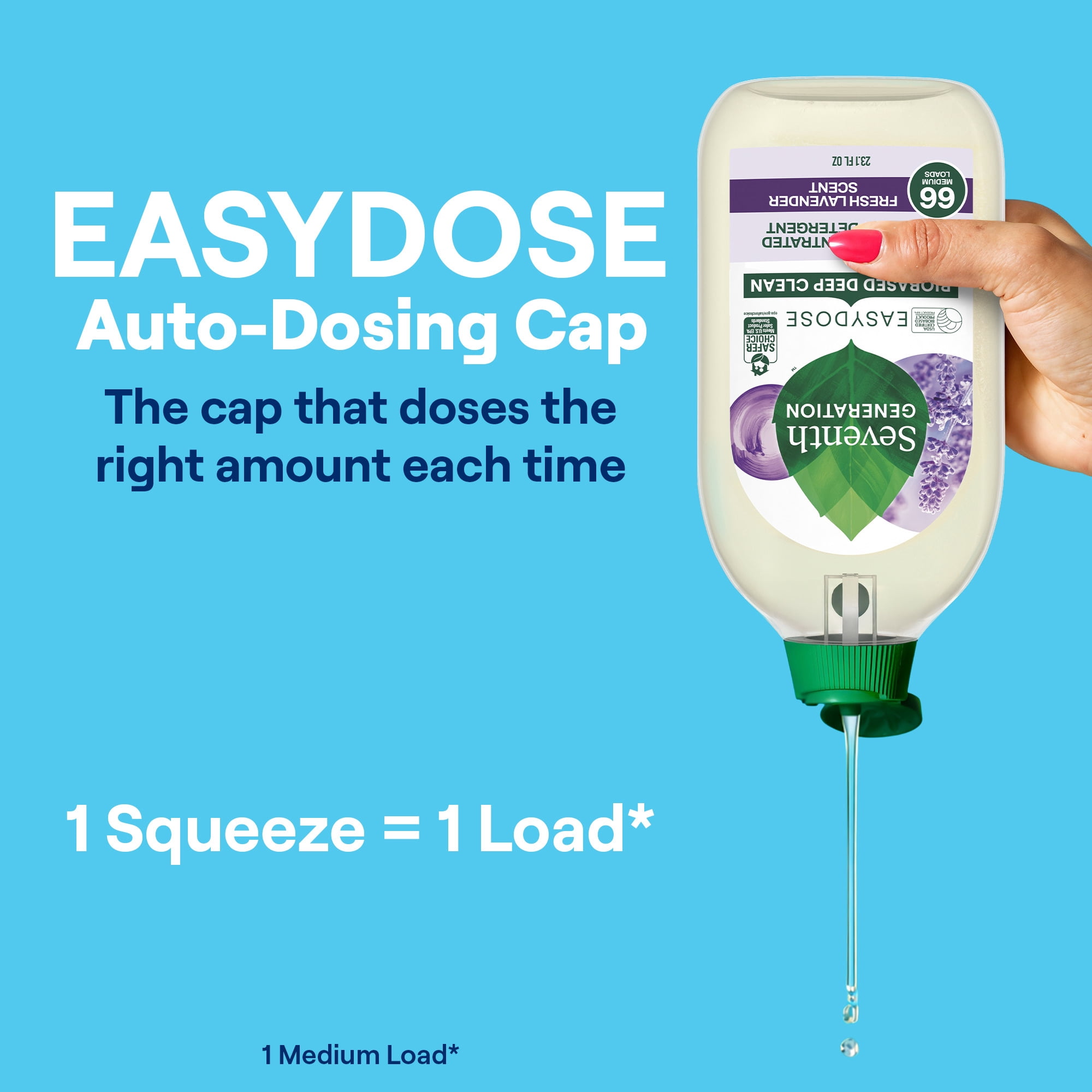 Seventh Generation Easy Dose Concentrated Liquid Laundry Detergent, Lavender, 23 fl oz, 66 Loads