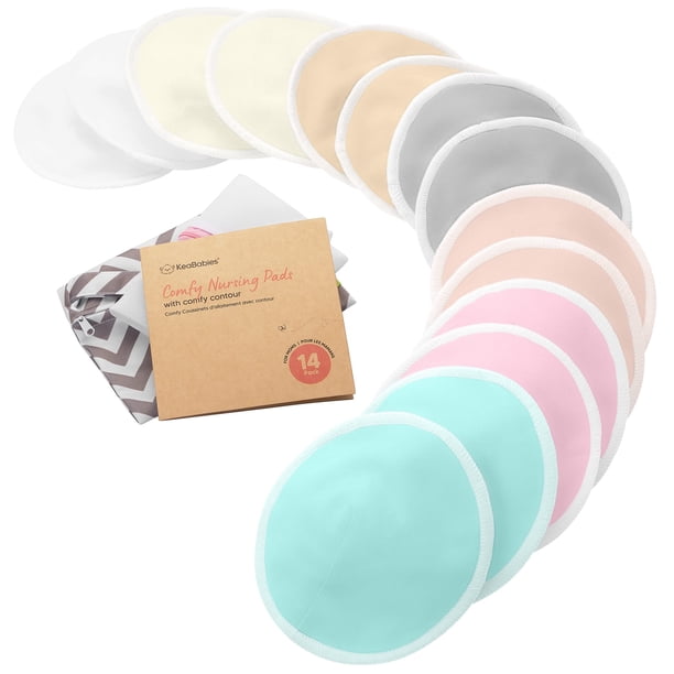 Almohadillas de lactancia KeaBabies, orgánicas, lavables, viscosa de bambú, 14 unidades