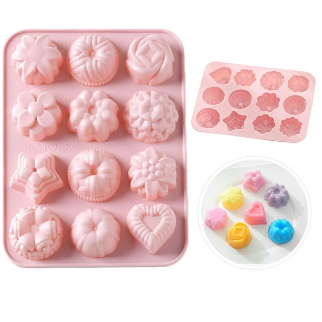 Coofit Moule à Gâteau Créatif Polyvalent en Silicone Réutilisable pour Chocolat, Moule à Savon de Couleur Rose, Conçu avec 12 Cavités en Forme de Fleur pour une Utilisation Polyvalente dans la Cuisson de Gâteaux, Biscuits, muffins, Chocolats, Gelée, fondant et Fabrication de Savon. Fabriqué en Silicone durable, Mesurant 24x16 cm (9.44x6.29 Po). Idéal pour les Passionnés de Pâtisserie.