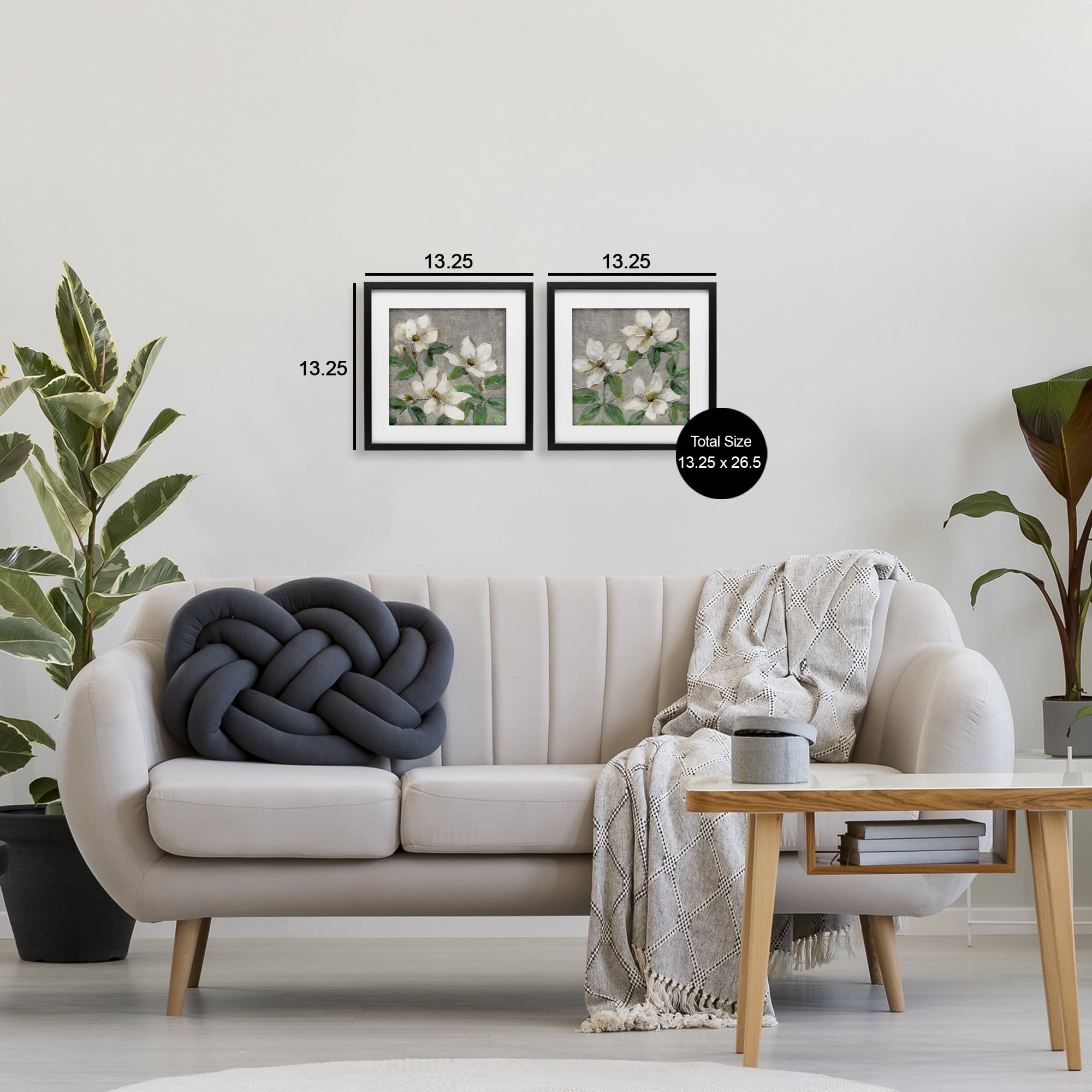 Stupell Industries Blooming Ivory Magnolias 2 Piece Black Framed Print Under Glass Set, design by Sally Swatland