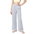 thumbnail image 2 of DJDLJWCJ Girls Pull On Wide Leg Pants Elastic Waist Straight Loose Pants with Pockets Comfy Solid Color Casual Pants for School Blue Size 5, 2 of 8