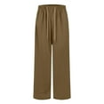 thumbnail image 5 of ADSSDQ Wide Leg Sweatpants Women Soft High Waist Pants with Pockets Drawstring Pull-On Casual Pants Light Brown M, 5 of 9