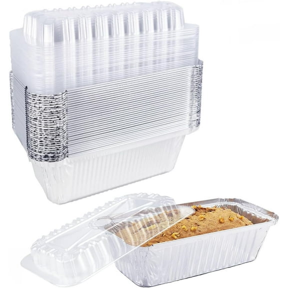 Disposable Bread Pans With Lids Bakeware Set,30 Pack, 1.5lb Aluminum Foil Loaf Pans, Perfect for Baking, Storing, Freezing Food or Take-out