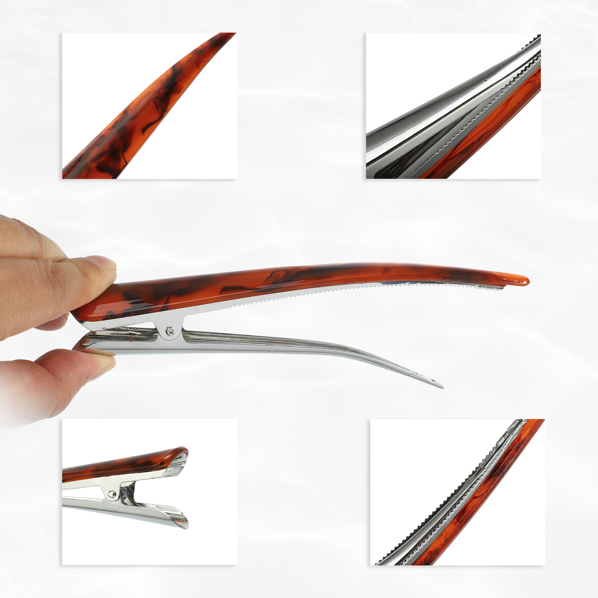 NOMADIC NOOK Women's Metal Long Duckbill Hair Clips 5.31"x0.83"x1.18" 6 Pcs Green Red Orange Brown Amber Gray