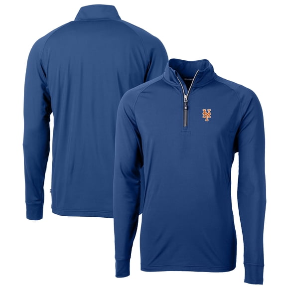 Men's Cutter & Buck Blue New York Mets Big & Tall Adapt Eco Knit Stretch Recycled Quarter-Zip Pullover Top