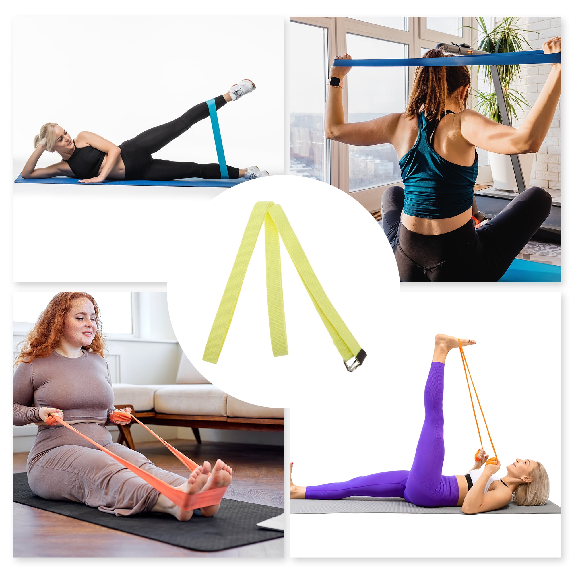 Unique Bargains 1pc Women Yoga Stretch Band 70.87 Length Yellow