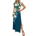 thumbnail image 3 of DeHolifer Summer Dresses for Women Long Maxi Sundresses Loose Split Floral Printed Beach Travel Vacation Sundress Multicolor M, 3 of 6