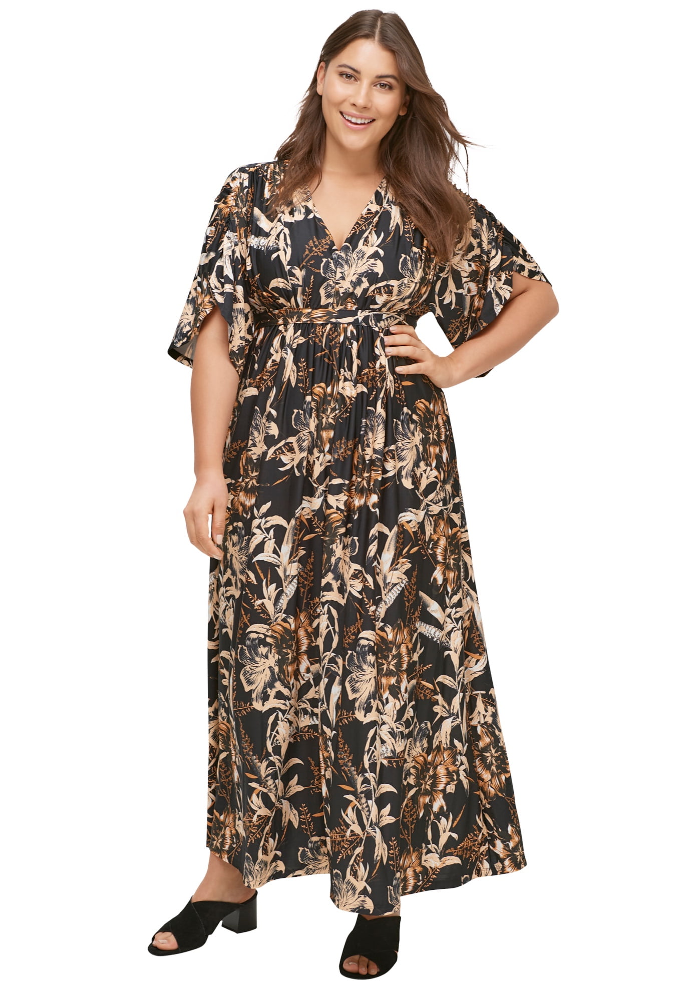 plus size fit and flare maxi dress
