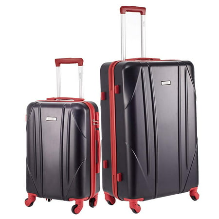 Newtour Luggage Sets 2 Pieces Suitcase with Spinner Wheels Hardshell Lightweight luggage Travel 20in 28in (Black & (Best Lightweight Suitcase Australia)