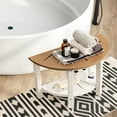thumbnail image 2 of Costway Heavy Duty Waterproof HDPE Semicircular Shower Bench 2-Tier Bath Spa Bench Off White & Brown, 2 of 10