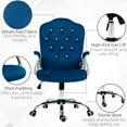 thumbnail image 6 of Ergonomic Office Chairs, Vinsetto Home Office Chair, Velvet Computer Chair, Button Tufted Desk Chair with Swivel Wheels, Adjustable Height, and Tilt Function, Blue, Blue Office Chairs, 6 of 11
