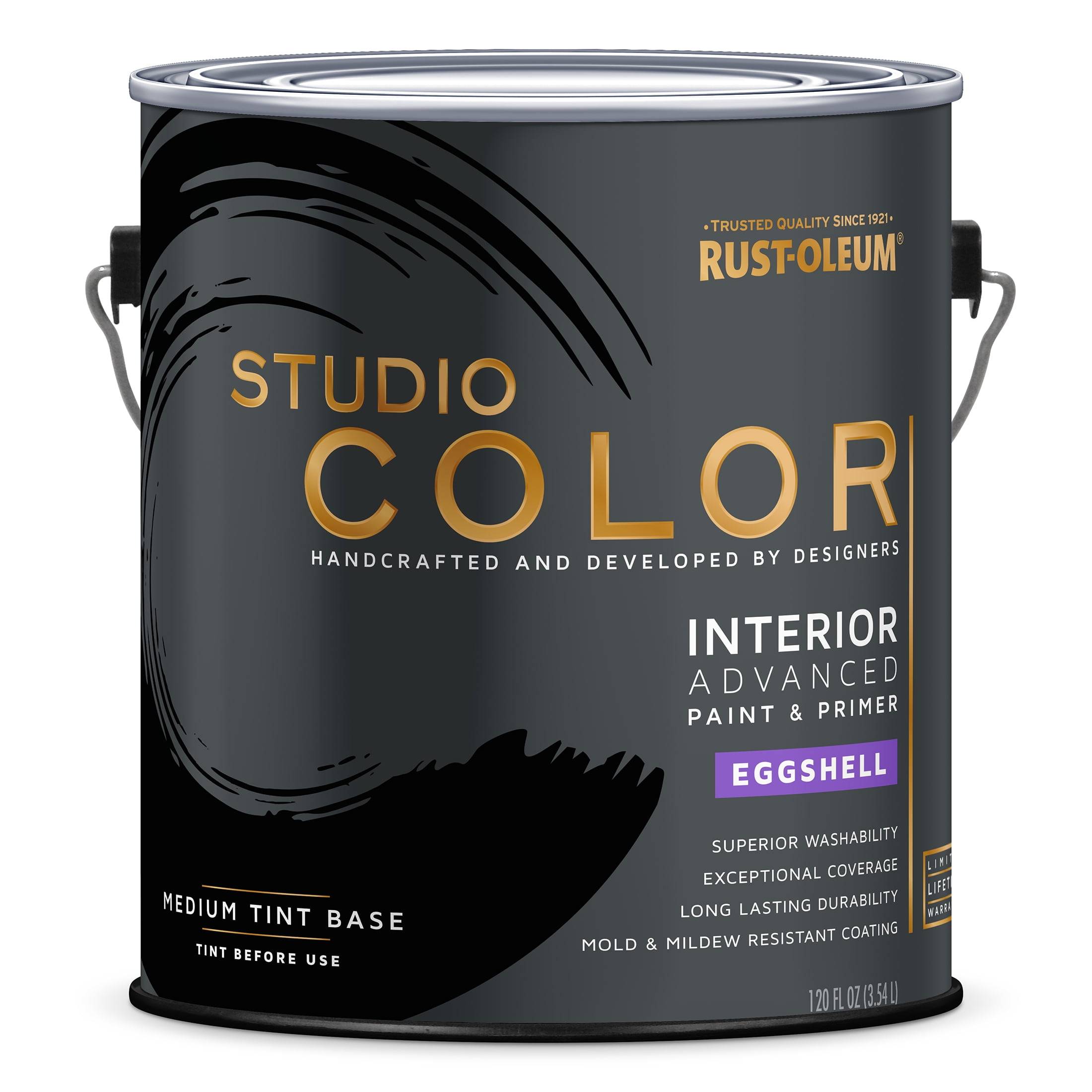 Medium Base, Rust-Oleum Studio Color Advanced Paint + Primer Interior Eggshell, Gallon