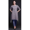 thumbnail image 4 of Bimba Purple Leaves & Dahlia Floral Indian Tunic Tops For Girls Printed Casual Top For Women Ethnic Kurti X-Large, 4 of 6