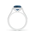 thumbnail image 2 of ANGARA Natural East-West Cushion 2.2 ct London Blue Topaz Cocktail Halo Ring in 14K White Gold for Women (Size-9x7mm) | November Birthstone Jewelry for Women | London Blue Topaz Ring (Ring Size - 6), 2 of 10