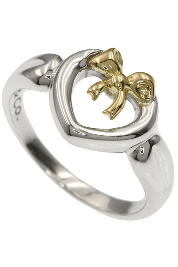 Pre-Owned Tiffany & Co. Heart with Bow Ring, Silver/18K Yellow Gold, Women's.