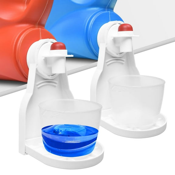 2 Pack Laundry Detergent Cup Holder, Emlimny Foldable Detergent Drip Catcher Fit for Most Economic Sized Softener Detergent Bottles(White)