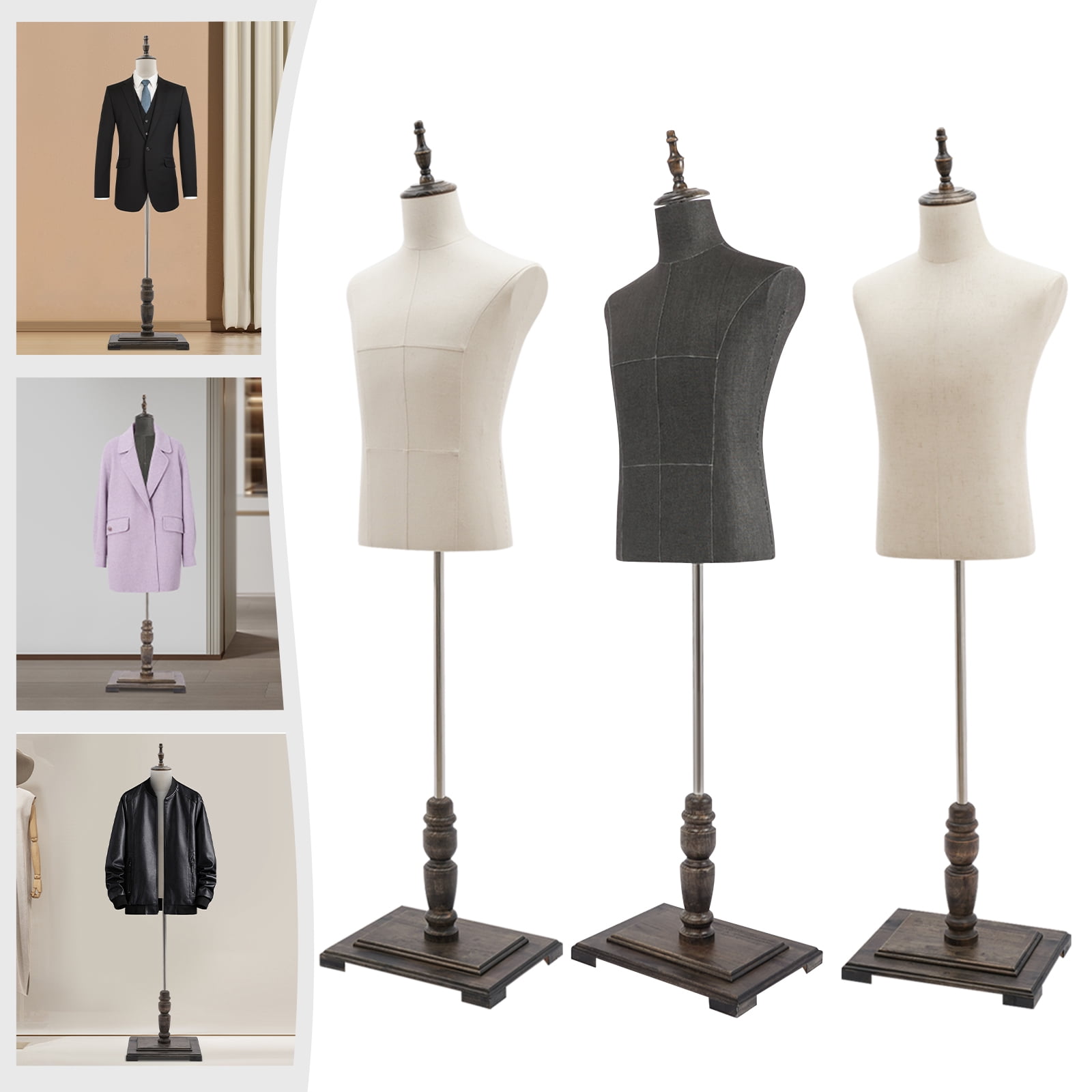 Wildnix Male Mannequin Dress Form, Black PE Material, 150-180cm Height, Sturdy Base, for Displaying Clothes in Stores or Homes