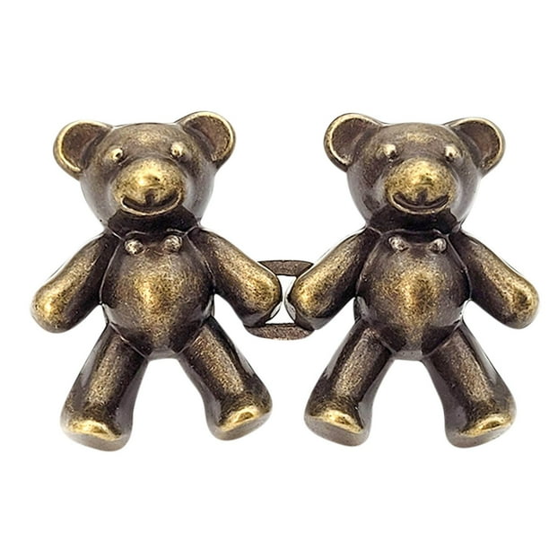 Cute Bear No-Sew Waist Button, Jean Buttons Pins For Loose Jeans Waist Button, No Sewing Required, Waist Tighten Metal Waist Button Pin For Jeans
