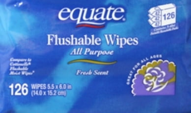 Equate Flushables Wipes, 126ct 3x Refill