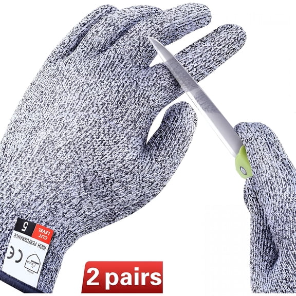 GJX 4 Pcs Cut Resistant Gloves Level 5 Protection for Kitchen,Upgrade Safety Anti Cutting Gloves for Meat Cutting,Wood Carving,Mandolin Slicing and More (Large)
