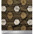 thumbnail image 1 of Soimoi Brown polyester Crepe Fabric Geometrical Star Geometric Print Sewing Fabric Yard 52 Inch Wide, 1 of 5