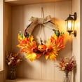 thumbnail image 4 of AYktou Fall Wreath with Artificial Maple Leaves Pumpkin & Berry, Artificial Floral Wreath for Front Door, Thanksgiving Halloween Wreath Autumn Garland Wall Farmhouse Holiday Outdoor Indoor Decor, 4 of 6