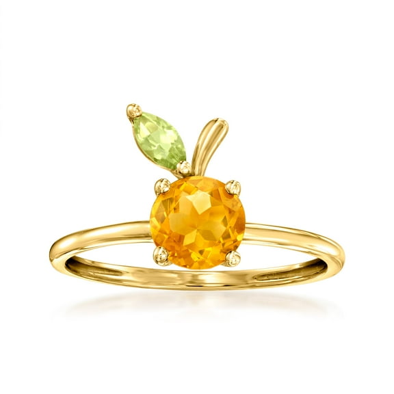 Pure Collection by Ross-Simons 0.60 Carat Citrine and .10 Carat Peridot Peach Ring in 14kt Yellow Gold, Women's, Adult