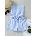 thumbnail image 2 of Seyurigaoka Baby Girls Tube Sleeveless Jumpsuits with Adjustable Belt, Vertical Stripes Casual Style Summer Clothing, 2 of 8