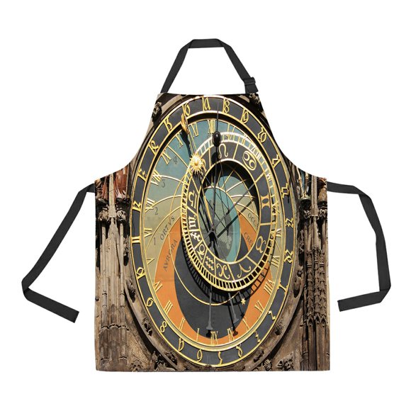 EREHome The ancient astronomical Clock in Prague Adjustable Bib Kitchen Apron with Pockets for Women Men