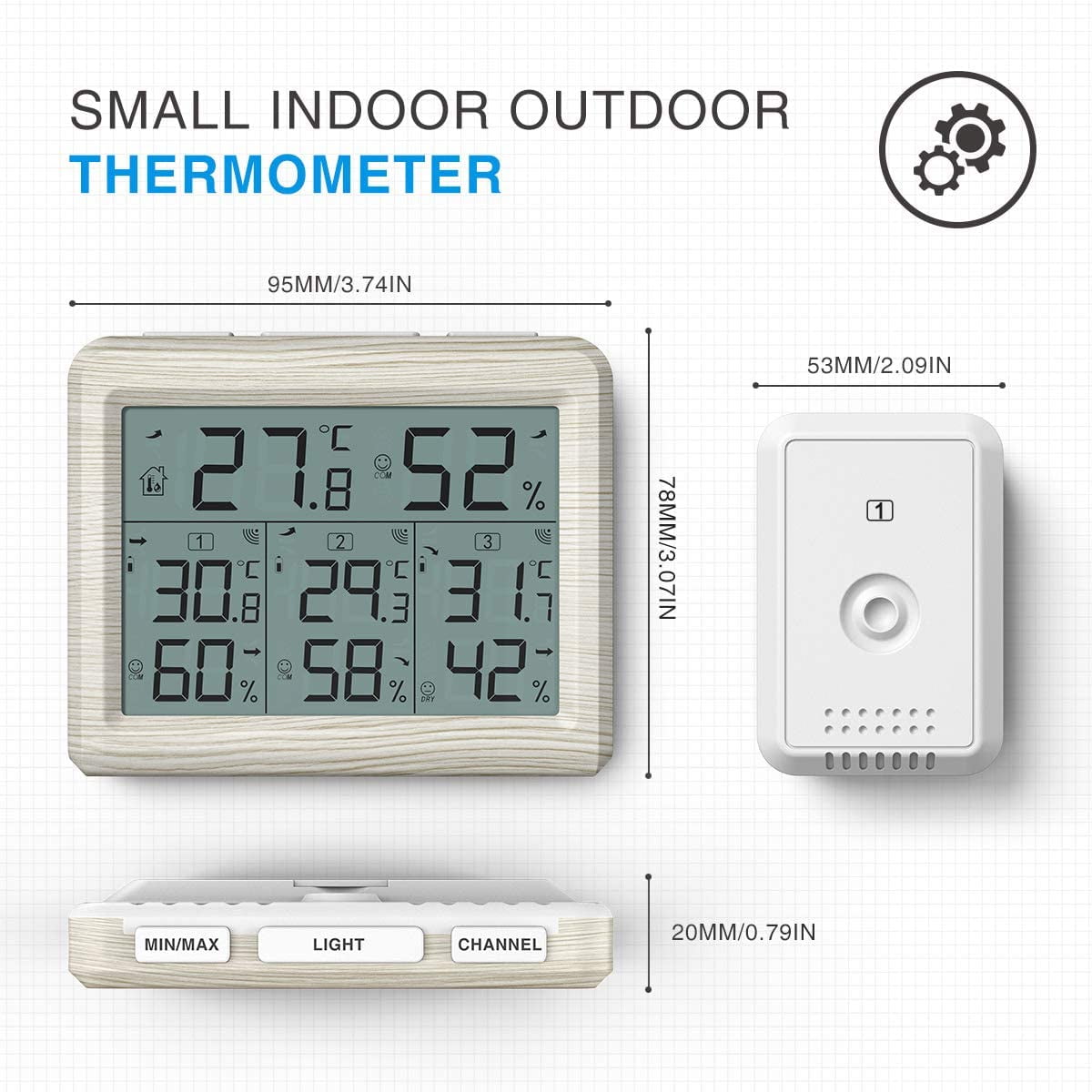 1.1” Mini Indoor Outdoor Thermometer Temperature Monitor Meter Gauge Gold